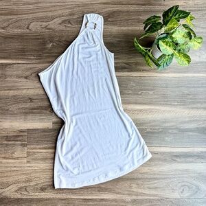 Express White One-Shoulder Golden Ring Detail Top Size M